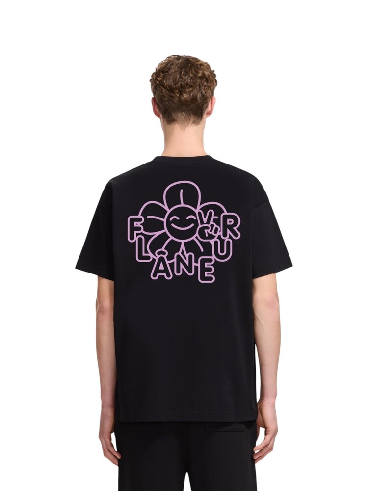 FLÂNEUR HAPPY FLOWER TEE BLACK FLÂNEUR HAPPY FLOWER TEE BLACK