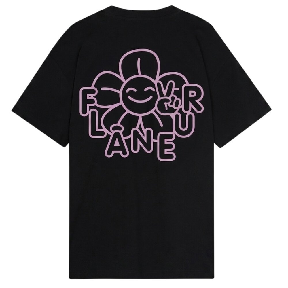 FLÂNEUR HAPPY FLOWER TEE BLACK FLÂNEUR HAPPY FLOWER TEE BLACK