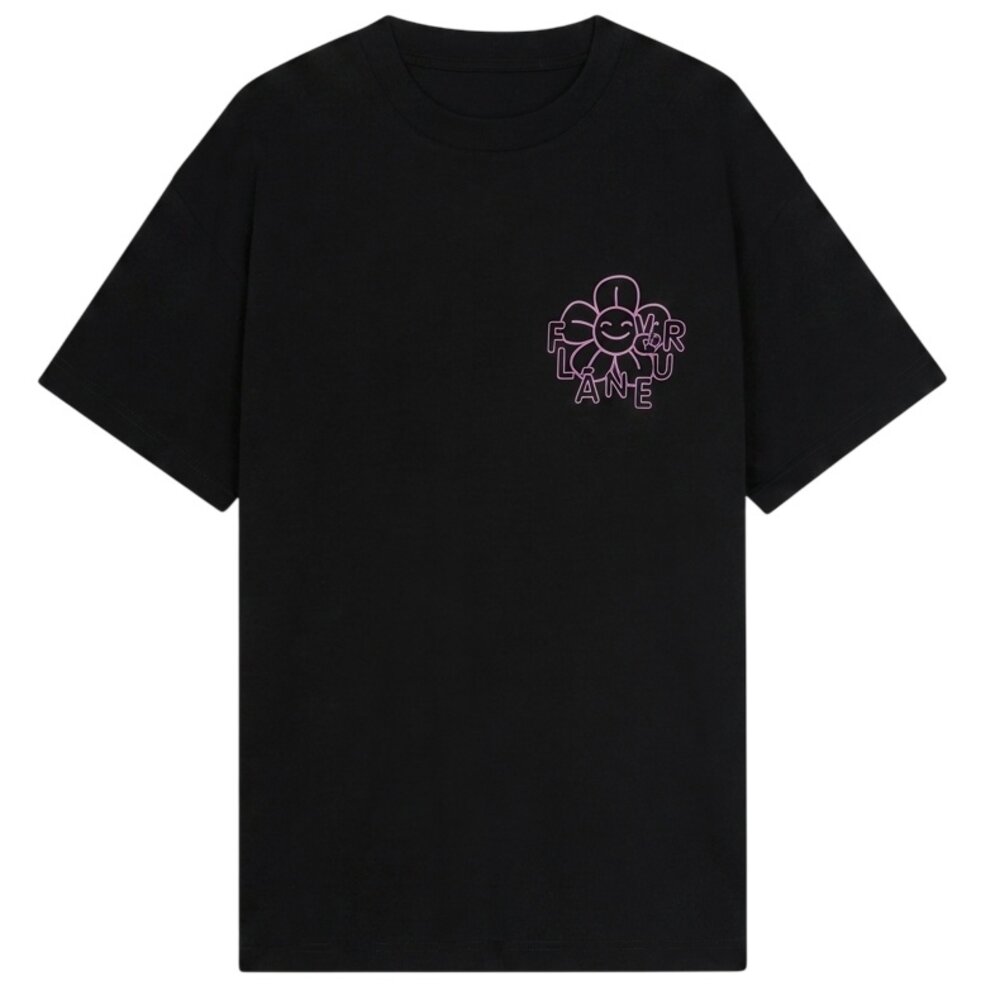 FLÂNEUR HAPPY FLOWER TEE BLACK FLÂNEUR HAPPY FLOWER TEE BLACK