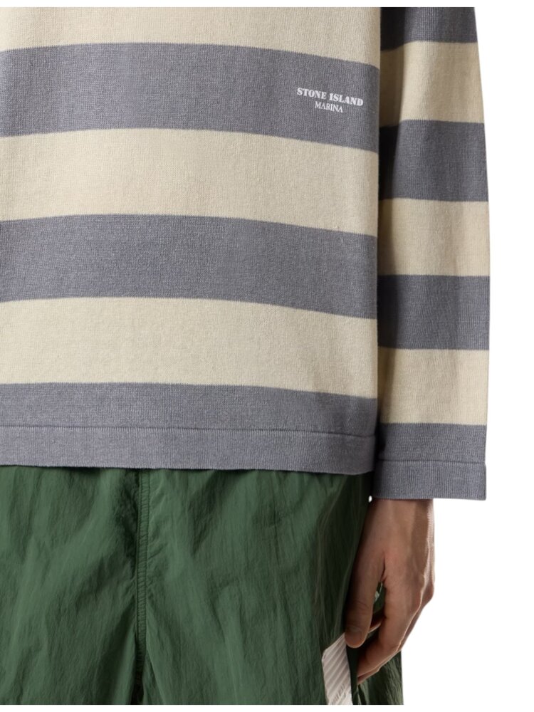 Stone Island STONE ISLAND MARINA STRIPED RAW HAND ORGANIC COTTON + LINEN