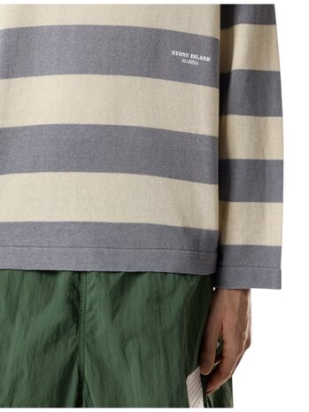 Stone Island STONE ISLAND MARINA STRIPED RAW HAND ORGANIC COTTON + LINEN