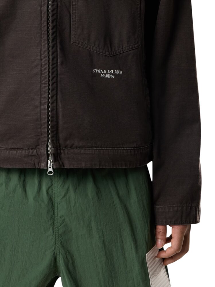 Stone Island STONE ISLAND MARINA SLUB COTTON BATAVIA JACKET LEAD GREY