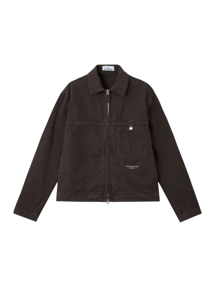 Stone Island STONE ISLAND MARINA SLUB COTTON BATAVIA JACKET LEAD GREY