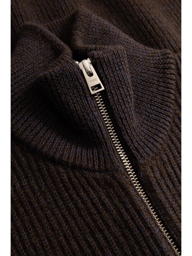 Norse Projects NORSE PROJECTS HAGEN WOOL COTTON RIB FULL ZIP JACKET DARKEST PURPLE