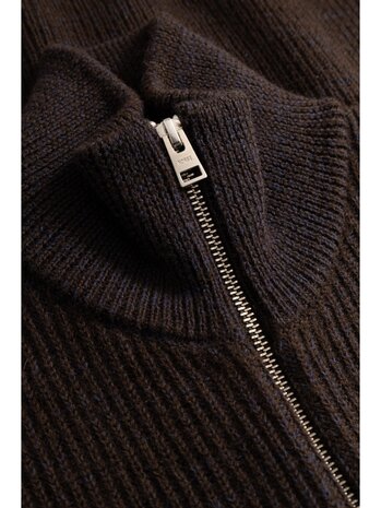 Norse Projects NORSE PROJECTS HAGEN WOOL COTTON RIB FULL ZIP JACKET DARKEST PURPLE