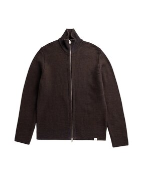 Norse Projects NORSE PROJECTS HAGEN WOOL COTTON RIB FULL ZIP JACKET DARKEST PURPLE