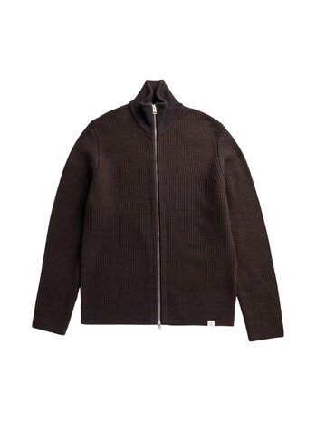 Norse Projects NORSE PROJECTS HAGEN WOOL COTTON RIB FULL ZIP JACKET DARKEST PURPLE