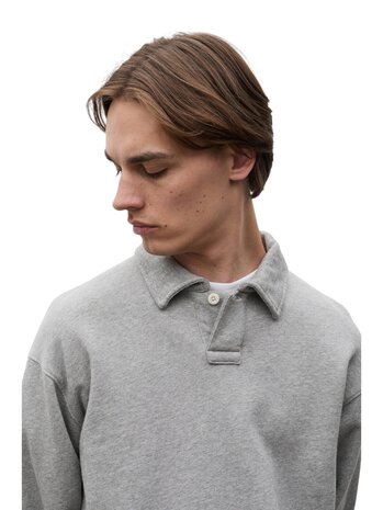 Norse Projects NORSE PROJECTS HJARTDAL BRUSHED DIAGONAL COTTON FLEECE POLO GREY MELANGE Norse Projects NORSE PROJECTS HJARTDAL BRUSHED DIAGONAL COTTON FLEECE POLO GREY MELANGE