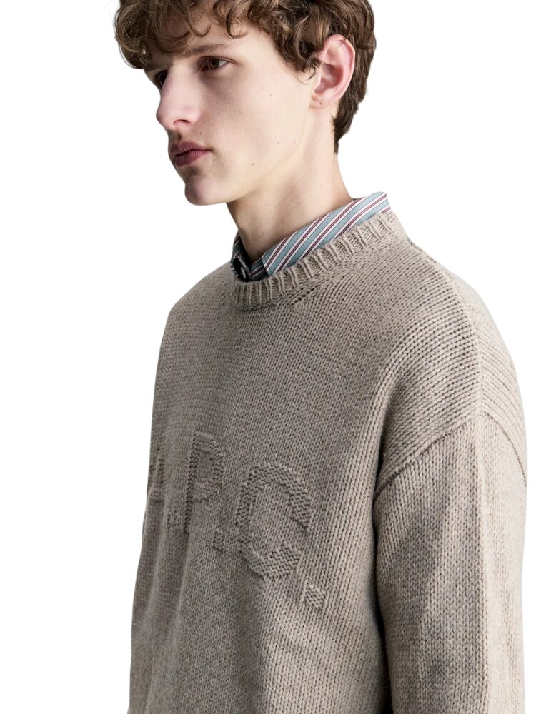 A.P.C. A.P.C. PARIS TONE ON TONE LOGO PULLOVER TAUPE BROWN