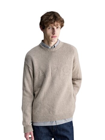 A.P.C. A.P.C. PARIS TONE ON TONE LOGO PULLOVER TAUPE BROWN
