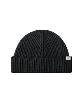 C.P. Company C.P. COMPANY EXTRAFINE MERINO WOOL FISHERMAN BEANIE BLACK