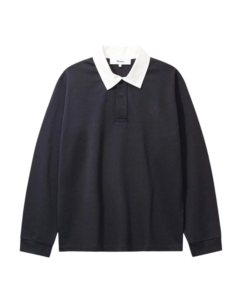 PALMES TENNIS SOCIETY LONGSLEEVE RUGBY POLO SHIRT BLACK