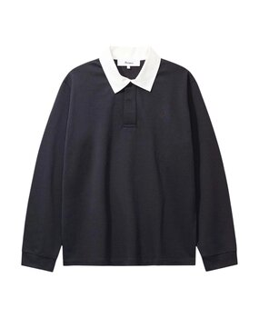 PALMES TENNIS SOCIETY LONGSLEEVE RUGBY POLO SHIRT BLACK