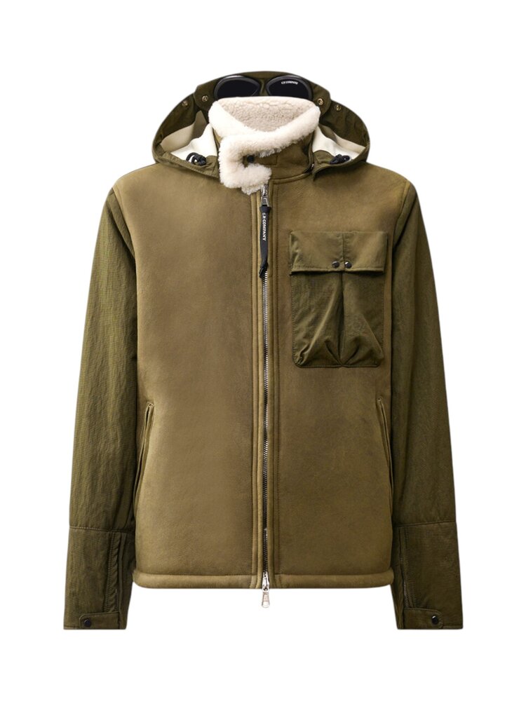 C.P. Company C.P. COMPANY MONTONE CURLY LEATHER JACKET IVY GREEN