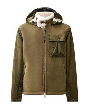 C.P. Company C.P. COMPANY MONTONE CURLY LEATHER JACKET IVY GREEN