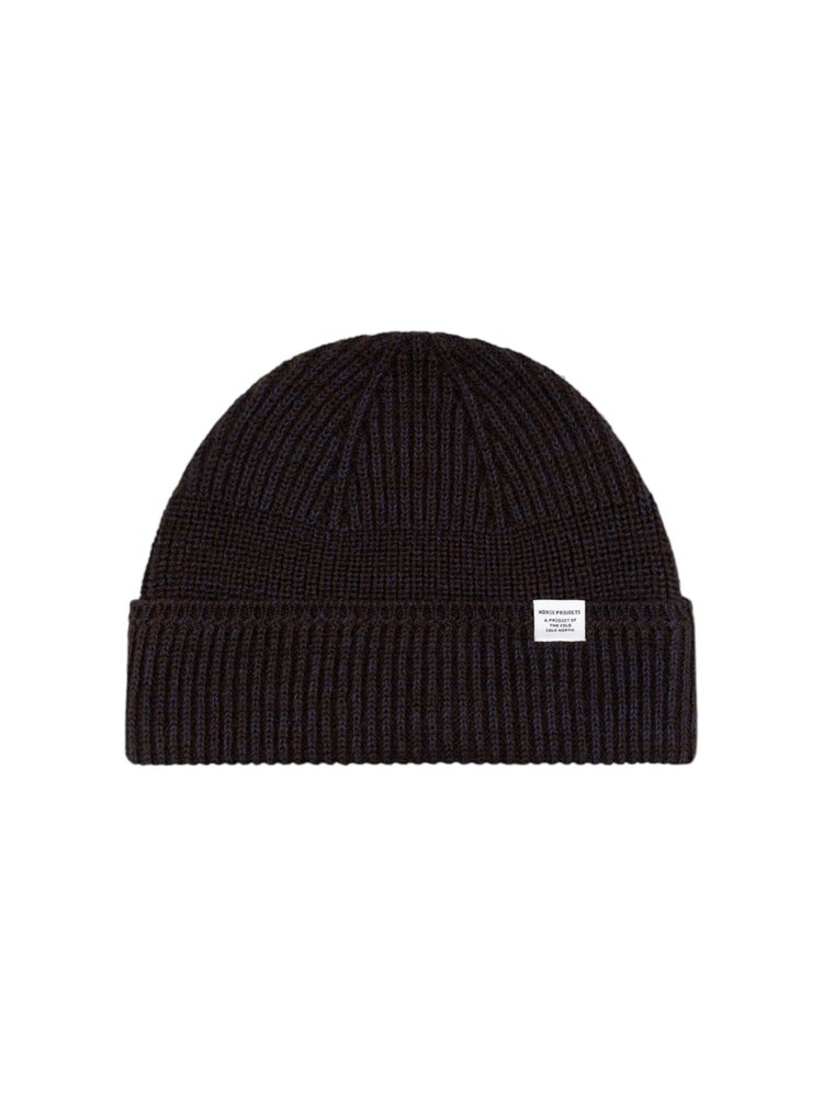 Norse Projects NORSE PROJECTS WOOL COTTON RIB BEANIE DARKEST PURPLE