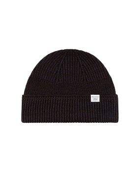 Norse Projects NORSE PROJECTS WOOL COTTON RIB BEANIE DARKEST PURPLE