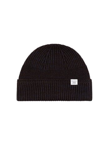 Norse Projects NORSE PROJECTS WOOL COTTON RIB BEANIE DARKEST PURPLE