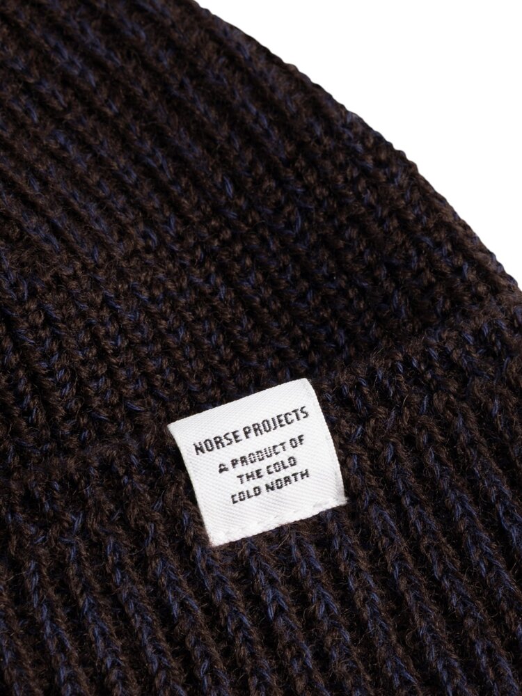 Norse Projects NORSE PROJECTS WOOL COTTON RIB BEANIE DARKEST PURPLE