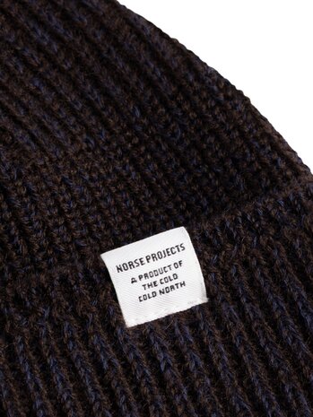 Norse Projects NORSE PROJECTS WOOL COTTON RIB BEANIE DARKEST PURPLE