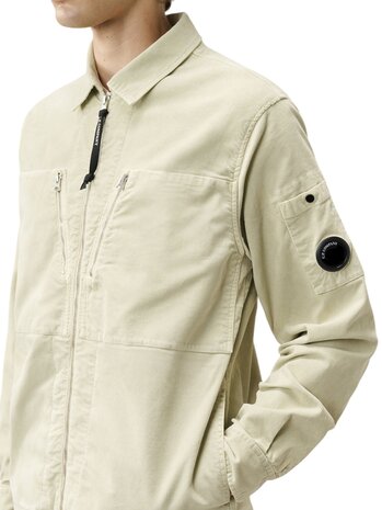 C.P. Company C.P. COMPANY CORDUROY ZIPPED OVERSHIRT SILVER BIRCH