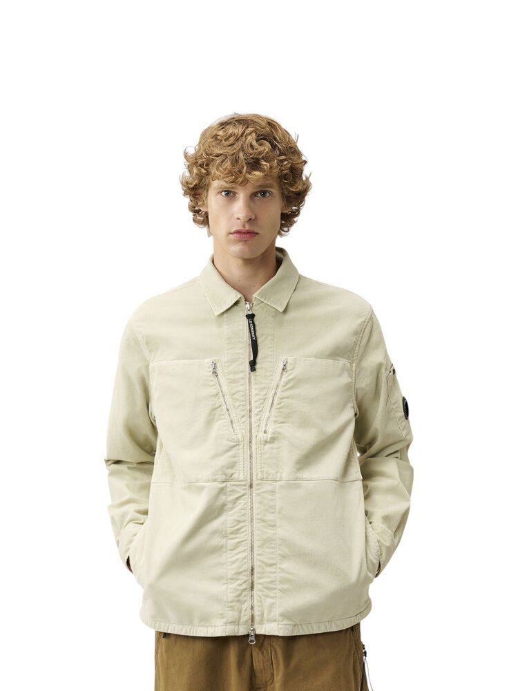 C.P. Company C.P. COMPANY CORDUROY ZIPPED OVERSHIRT SILVER BIRCH