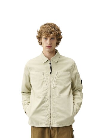 C.P. Company C.P. COMPANY CORDUROY ZIPPED OVERSHIRT SILVER BIRCH