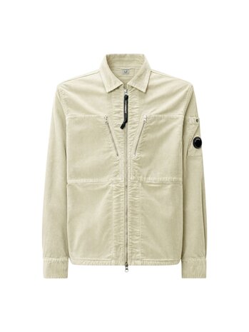 C.P. Company C.P. COMPANY CORDUROY ZIPPED OVERSHIRT SILVER BIRCH