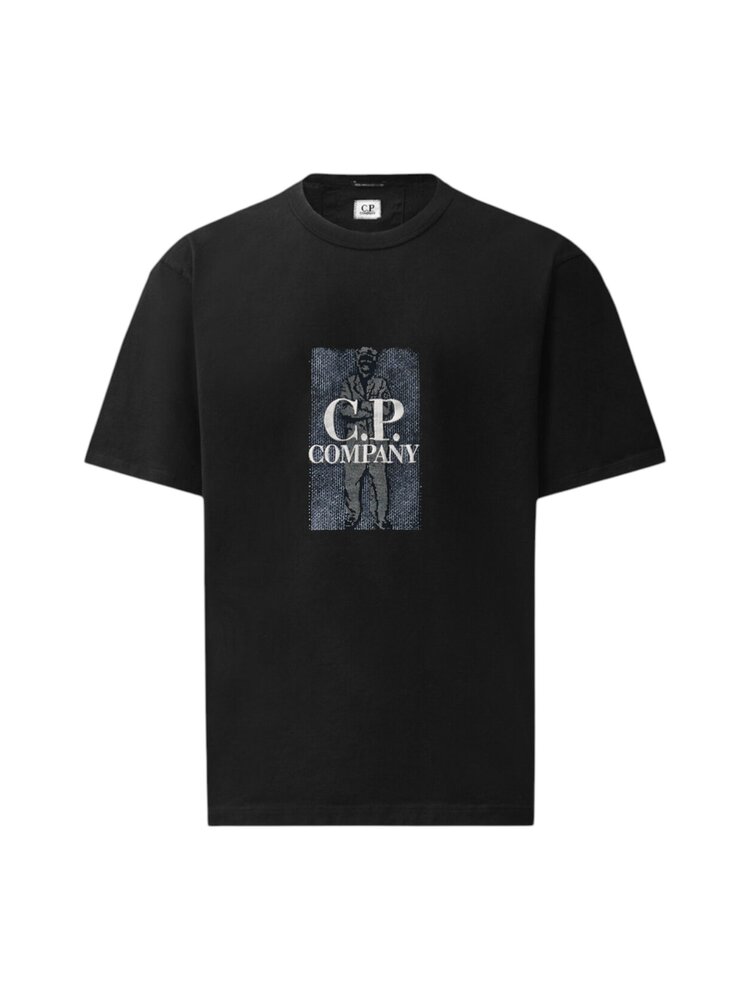 C.P. Company C.P. COMPANY JERSEY SHORT SLEEVE CHEST LOGO T-SHIRT BLACK