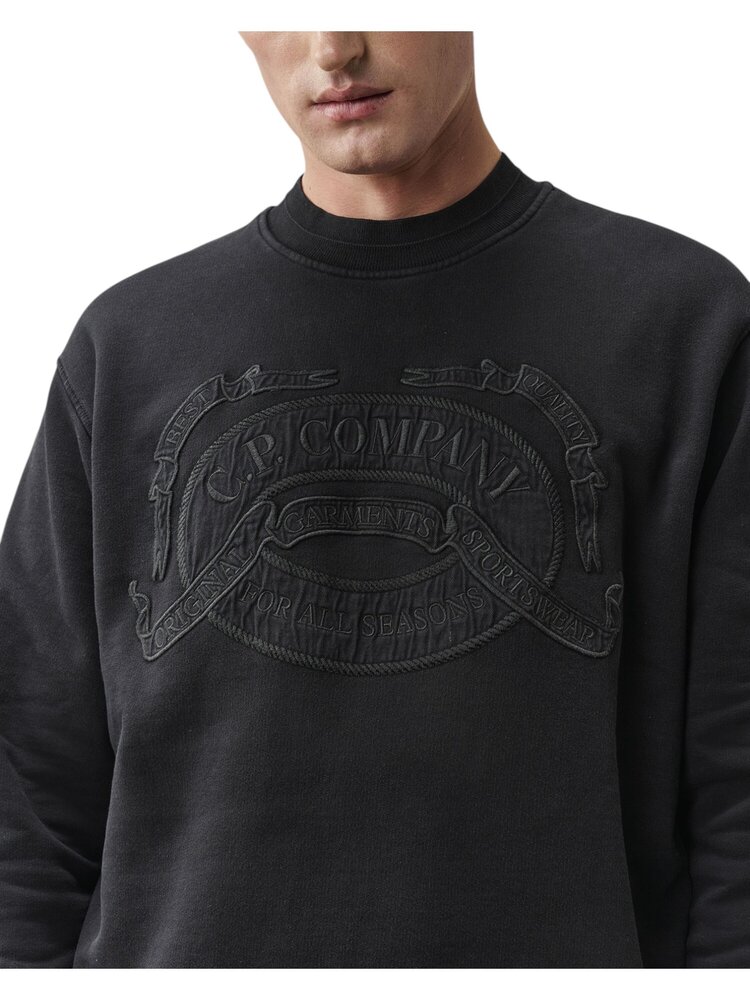 C.P. Company C.P. COMPANY COTTON FLEECE CREWNECK LOGO SWEATSHIRT BLACK