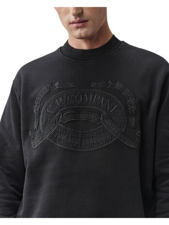 C.P. Company C.P. COMPANY COTTON FLEECE CREWNECK LOGO SWEATSHIRT BLACK