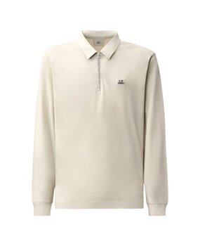 C.P. Company C.P. COMPANY STRETCH PIQUET LONGSLEEVE ZIP POLO SILVER BIRCH C.P. Company C.P. COMPANY STRETCH PIQUET LONGSLEEVE ZIP POLO SILVER BIRCH