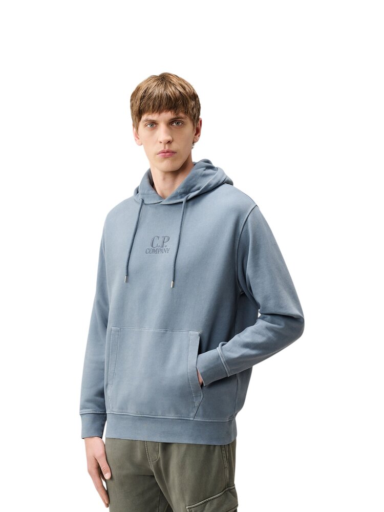 C.P. Company C.P. COMPANY DIAGONAL FLEECE HOODED LOGO SWEATSHIRT ORION BLUE