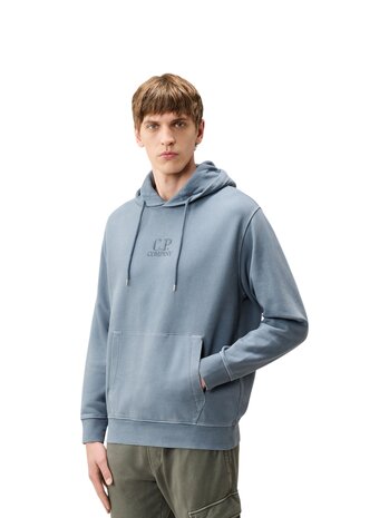 C.P. Company C.P. COMPANY DIAGONAL FLEECE HOODED LOGO SWEATSHIRT ORION BLUE