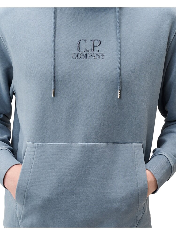 C.P. Company C.P. COMPANY DIAGONAL FLEECE HOODED LOGO SWEATSHIRT ORION BLUE