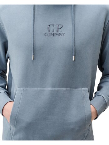 C.P. Company C.P. COMPANY DIAGONAL FLEECE HOODED LOGO SWEATSHIRT ORION BLUE