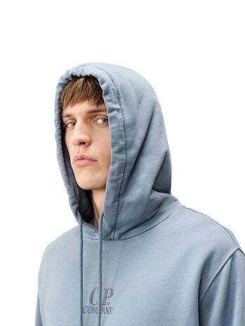C.P. Company C.P. COMPANY DIAGONAL FLEECE HOODED LOGO SWEATSHIRT ORION BLUE
