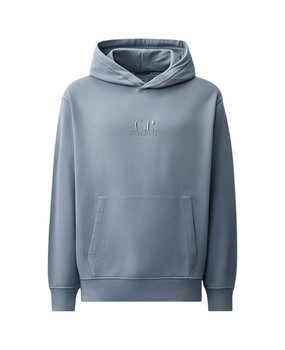 C.P. Company C.P. COMPANY DIAGONAL FLEECE HOODED LOGO SWEATSHIRT ORION BLUE