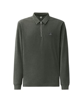 C.P. Company C.P. COMPANY STRETCH PIQUET LONG SLEEVE ZIP POLO RAVEN