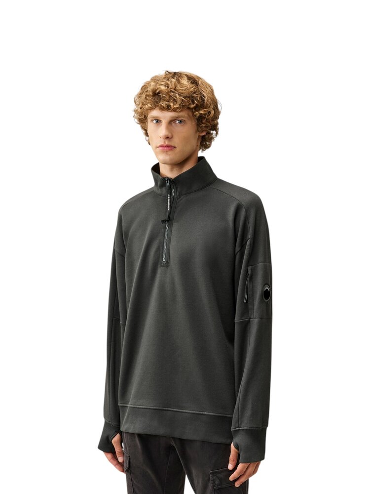 C.P. Company C.P. COMPANY DIAGIONAL FLEECE HALF ZIP LENS SWEATSHIRT RAVEN