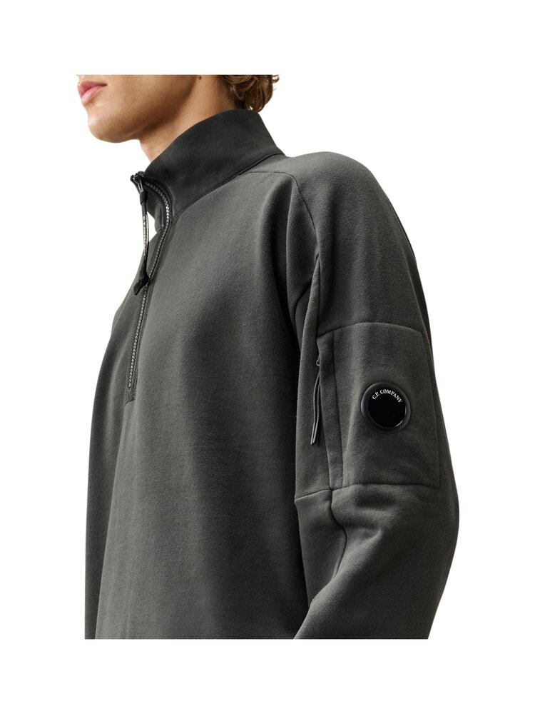 C.P. Company C.P. COMPANY DIAGIONAL FLEECE HALF ZIP LENS SWEATSHIRT RAVEN