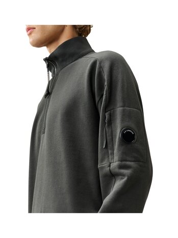 C.P. Company C.P. COMPANY DIAGIONAL FLEECE HALF ZIP LENS SWEATSHIRT RAVEN