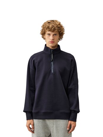 C.P. Company C.P. COMPANT DIAGIONAL FLEECE HALF ZIP LENS SWEATSHIRT TOTAL ECLIPSE NAVY