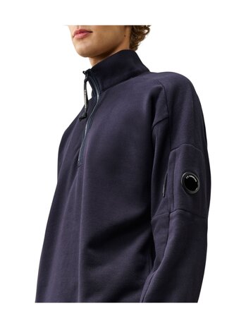 C.P. Company C.P. COMPANT DIAGIONAL FLEECE HALF ZIP LENS SWEATSHIRT TOTAL ECLIPSE NAVY
