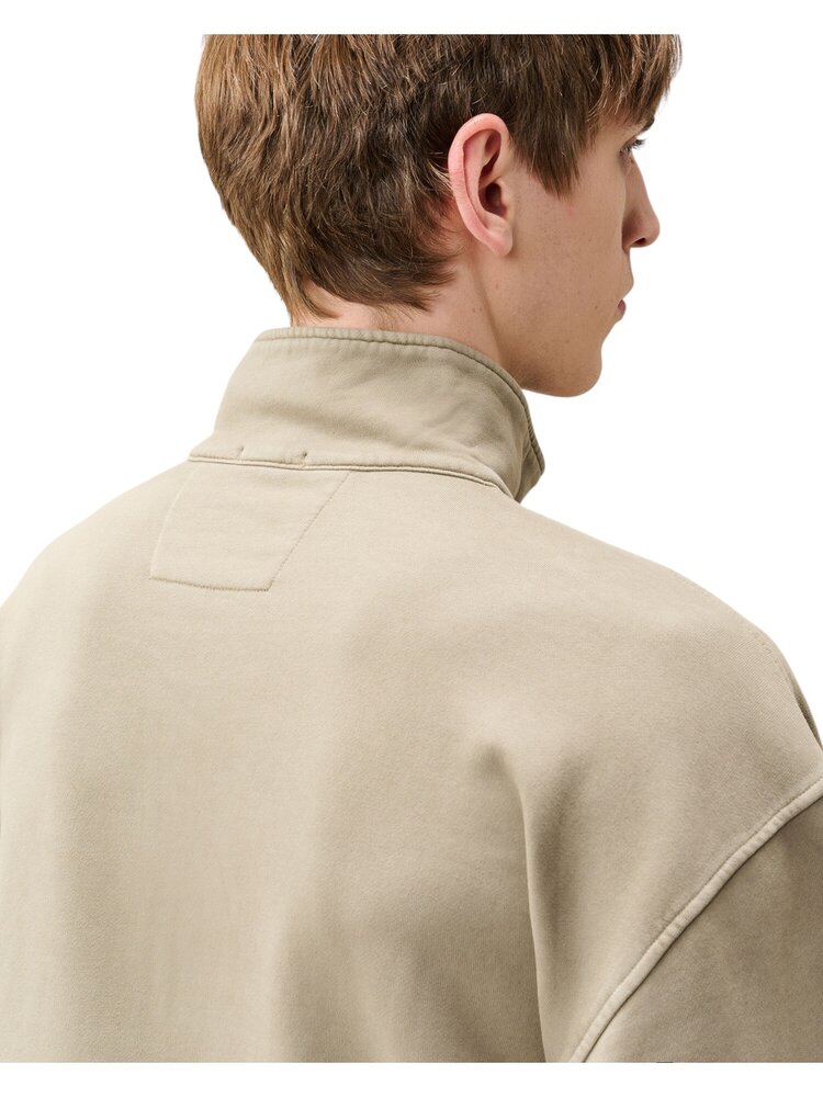 C.P. Company C.P. COMPANY DIAGONAL FLEECE MIXED BOXY HALF ZIP SWEATSHIRT FALLEN ROCK
