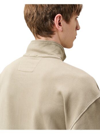 C.P. Company C.P. COMPANY DIAGONAL FLEECE MIXED BOXY HALF ZIP SWEATSHIRT FALLEN ROCK
