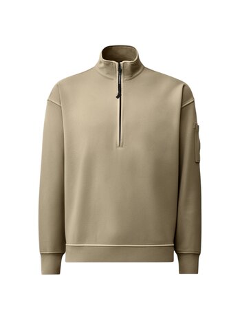 C.P. Company C.P. COMPANY DIAGONAL FLEECE MIXED BOXY HALF ZIP SWEATSHIRT FALLEN ROCK