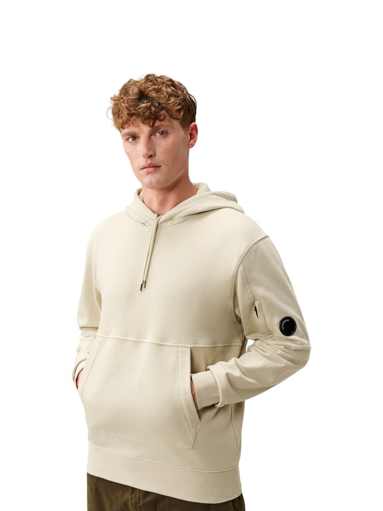 C.P. Company C.P. COMPANY DIAGIONAL FLEECE HOODED LENS SWEATSHIRT SILVER BIRCH