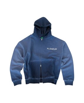 FLÂNEUR HEAVY DOUBLE LOGO ZIP-UP VEST NAVY