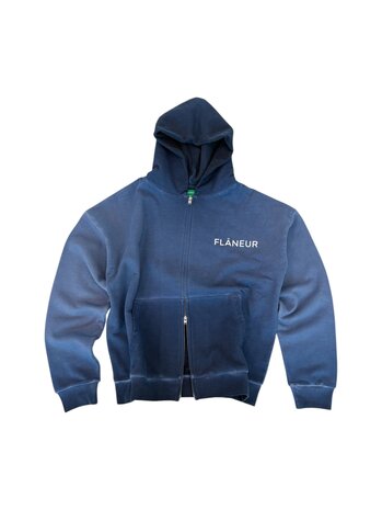 FLÂNEUR HEAVY DOUBLE LOGO ZIP-UP VEST NAVY